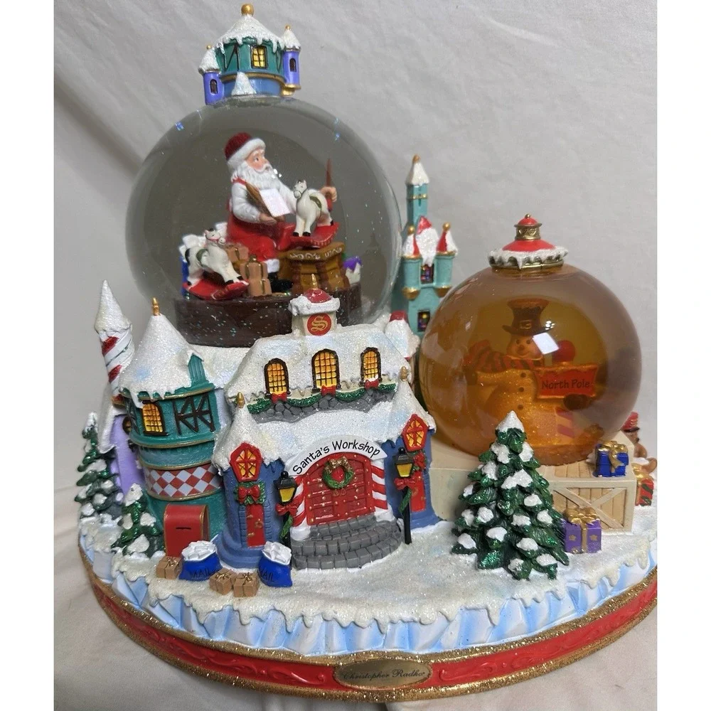 Christopher Radko North Pole‎ Workshop Snowglobe Musical Blowing Snow w Box